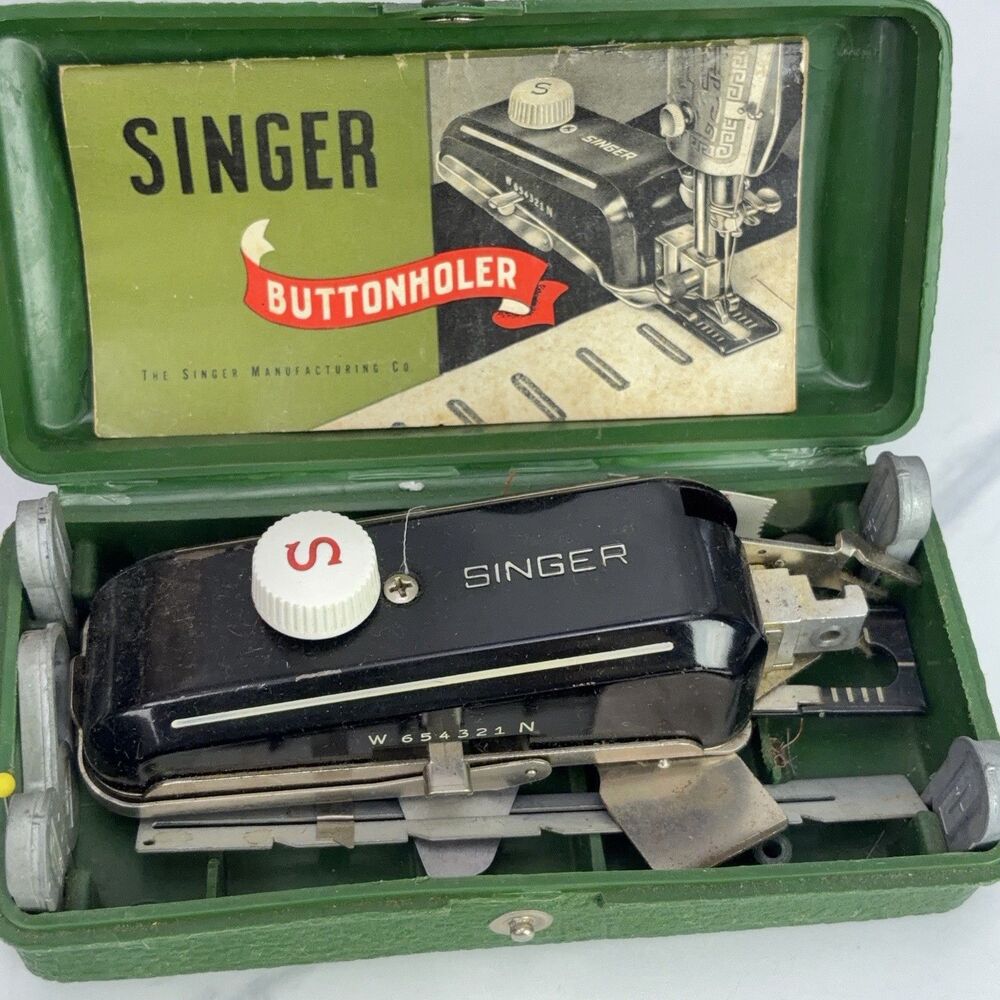 Vintage Singer Buttonholer Attachment 160506 w/ Case, + Instructions *READ*